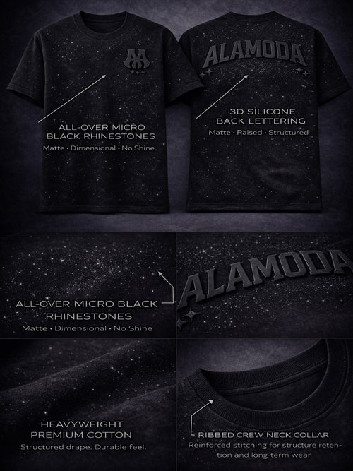 ALAMODA Triple Black Crystal Tee