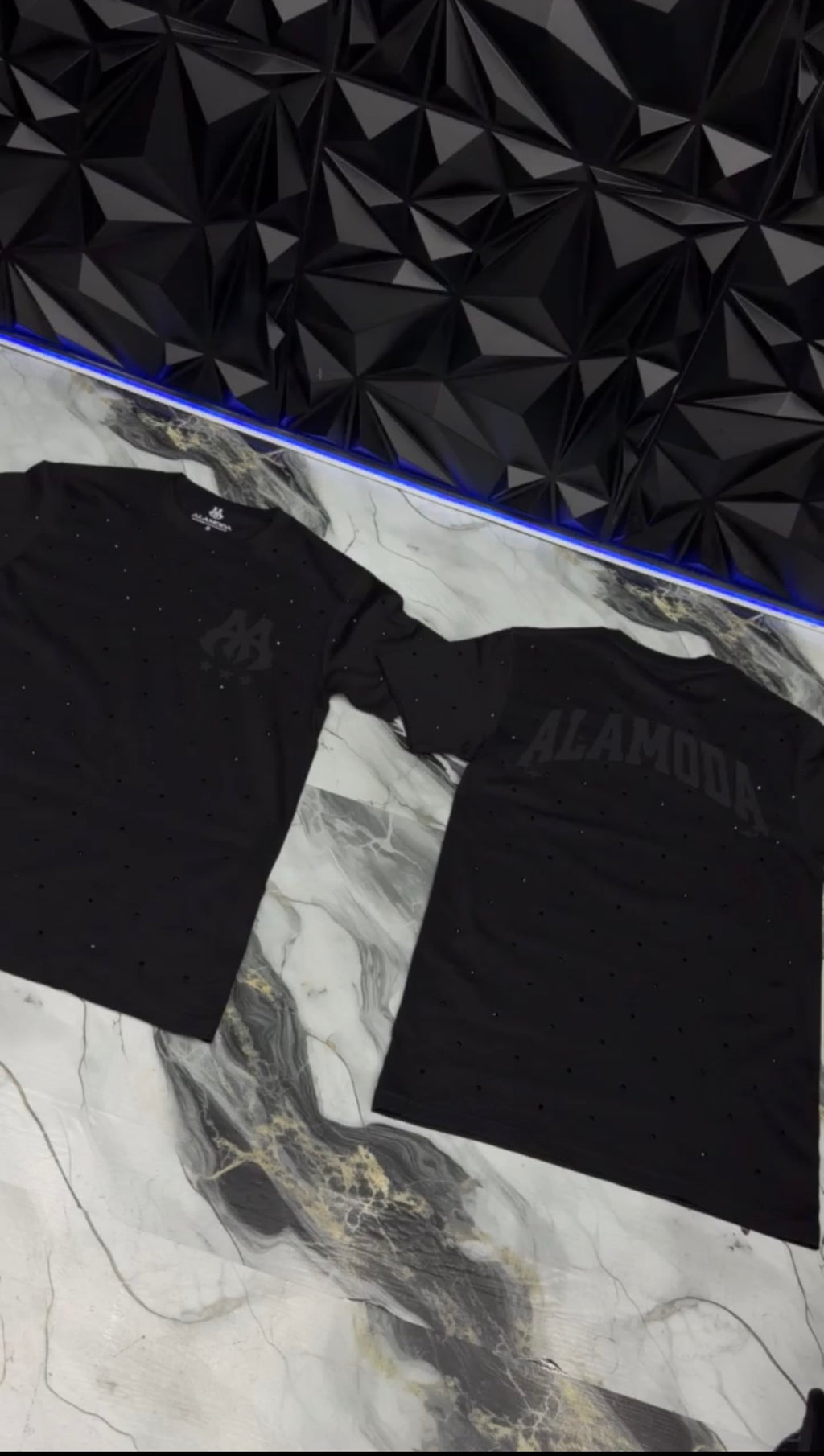 ALAMODA Triple Black Crystal Tee