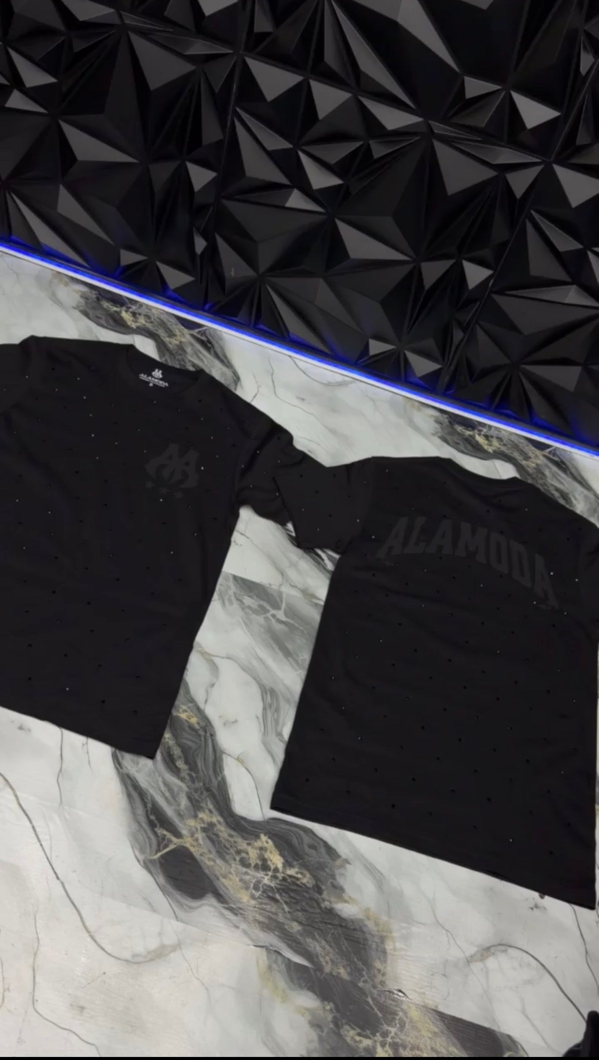 ALAMODA Triple Black Crystal Tee